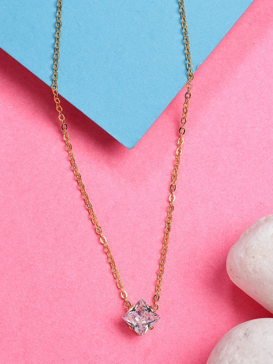 NVR Women's Gold-Polished Artificial Stones Pendant with Chain - Swadesiicart