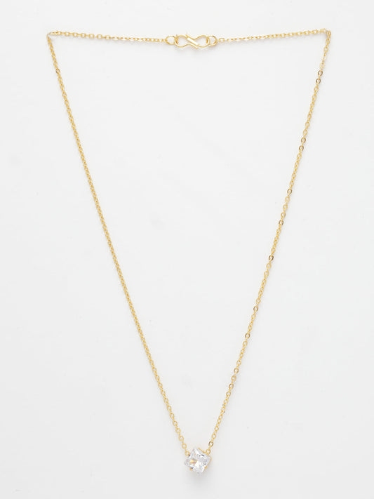 NVR Women's Gold-Polished Artificial Stones Pendant with Chain - Swadesiicart