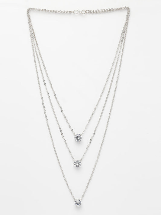 NVR Women's Silver-Plated Artificial Stones Layered Chain | Swadesiicart