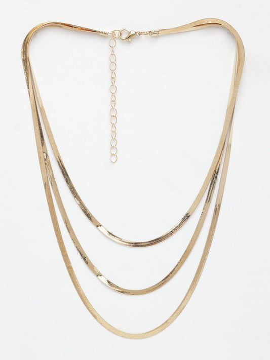 NVR Women's Gold-Polished Minimal Layered Chain | Swadesiicart