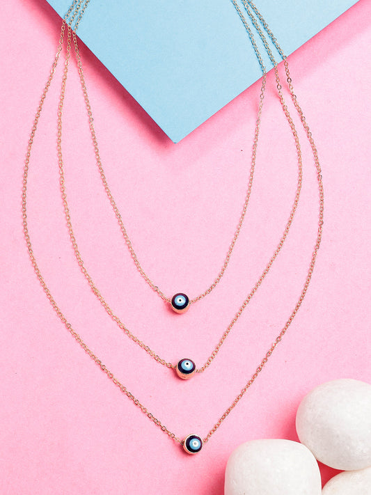 NVR Women's Gold-Polished Evil Eye Layered Chain - Swadesiicart