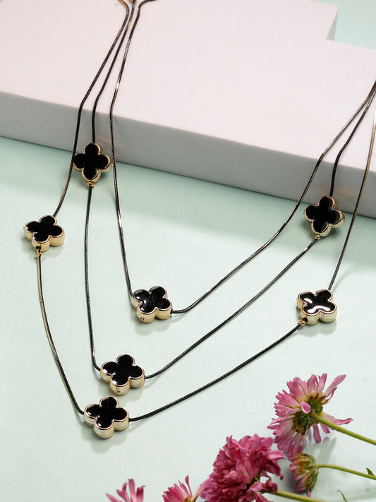 NVR Women's Black Layered Fashion Necklace | Swadesiicart