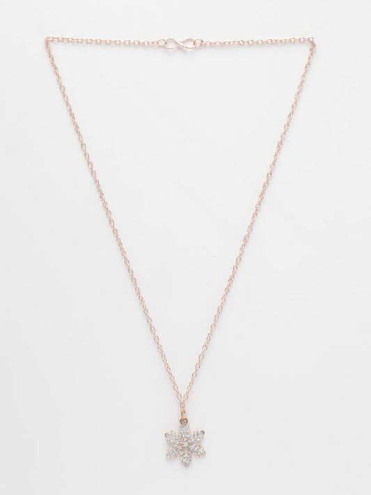 NVR Women's Rose Gold-Polished Chain With Snowflake Pendant - Swadesiicart