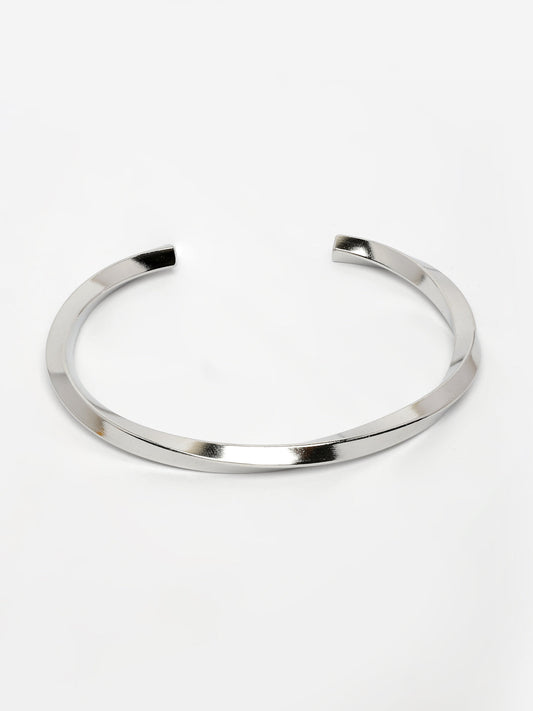 NVR Men's Silver-Plated Stainless Steel Cuff Bracelet - Swadesiicart