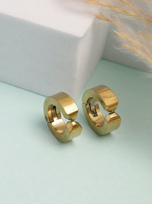 NVR Men's Gold-Polished Contemporary Hoop Earrings - Swadesiicart
