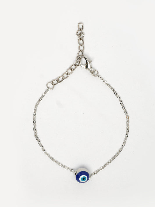 NVR Women's Silver-Plated Evil Eye Link Bracelet