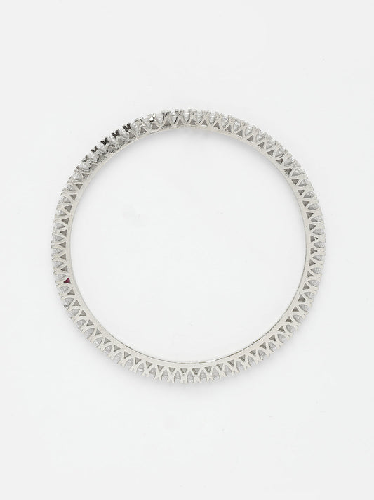 NVR Women's Set of 4 Silver-Plated Cubic Zirconia Stone Studded Bangles - Swadesiicart