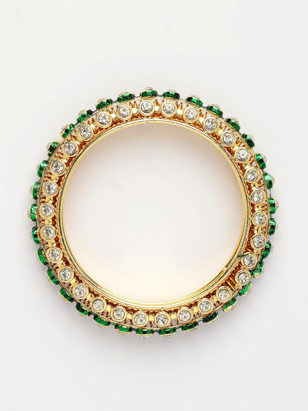 NVR Women's Set of 2 Gold-Polished Kundan Studded Bangles - Swadesiicart