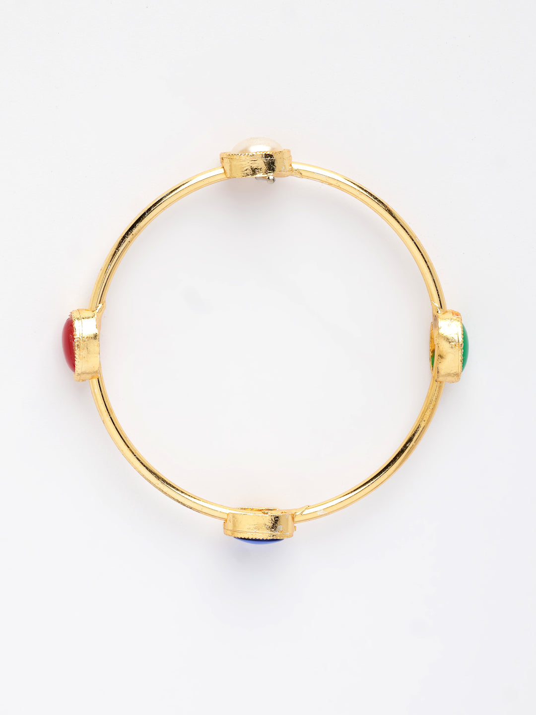 NVR Women's Set of 4 Gold-Polished Artificial Stone Studded Bangles - Swadesiicart