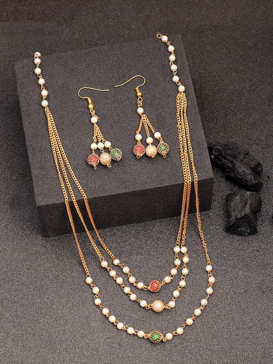 NVR Women's Multi color Gold-Polished Artificial Beads Jewellery Set