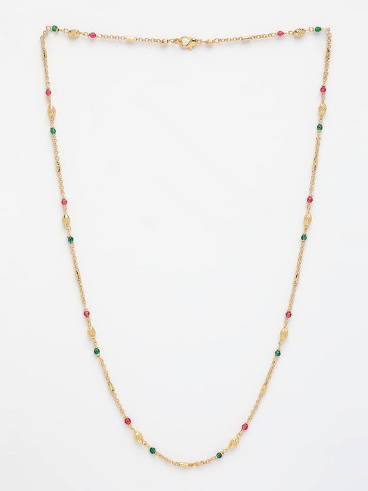 NVR Women's Gold-Polished Artificial Beads Minimal Chain - Swadesiicart