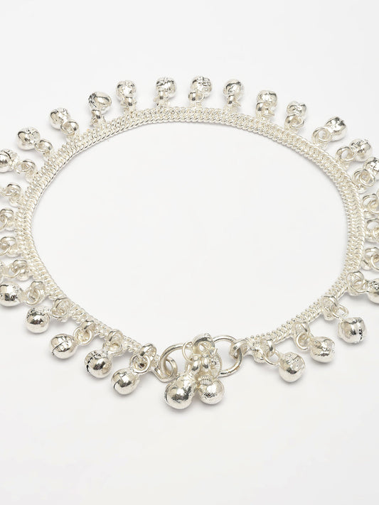 NVR Women's Set of 2 Silver-Plated Ghungroo-Beaded Anklets