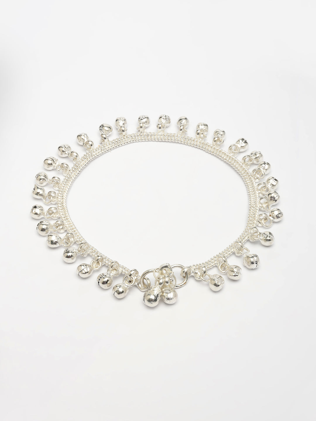NVR Women's Set of 2 Silver-Plated Ghungroo-Beaded Anklets - Swadesiicart