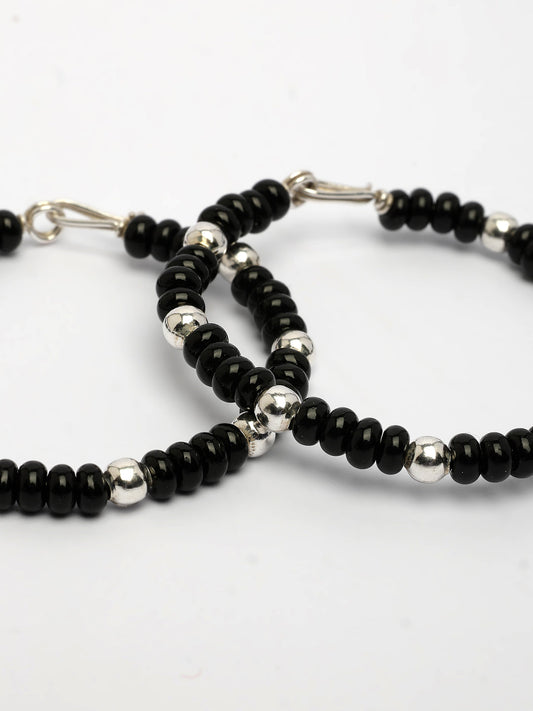 NVR Kids Set of 2 Rhodium-Plated Artificial Beads Nazariya Link Bracelet