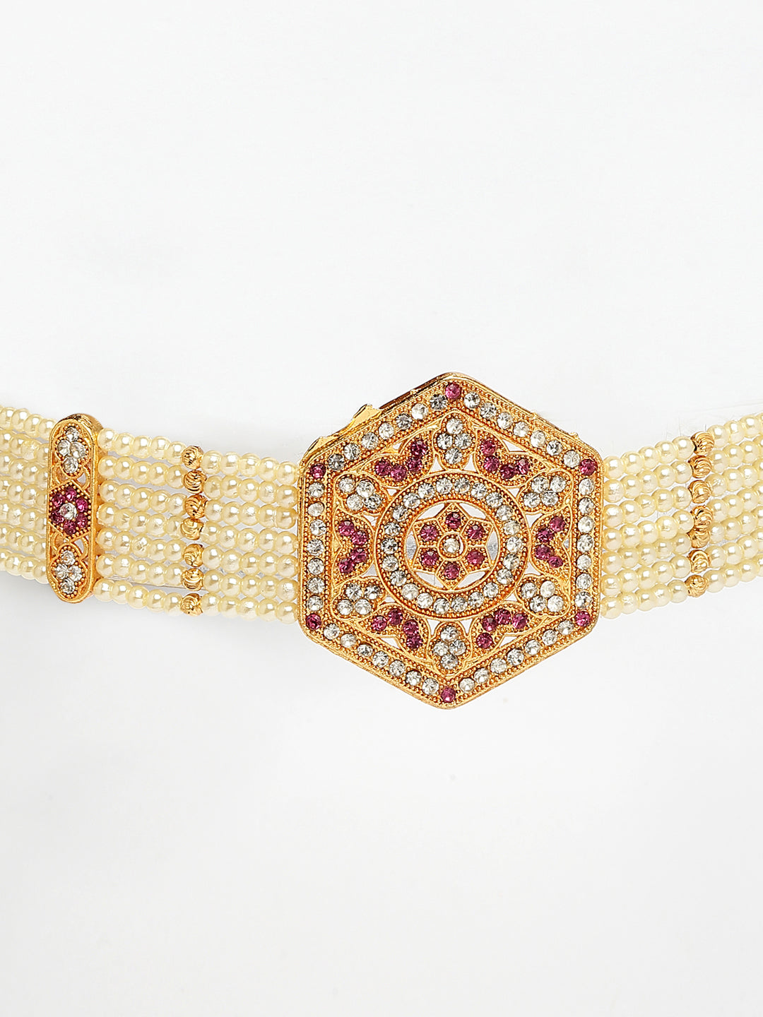 NVR Women's Gold-Polished Cubic Zirconia Stone Studded Link Bracelet - Swadesiicart