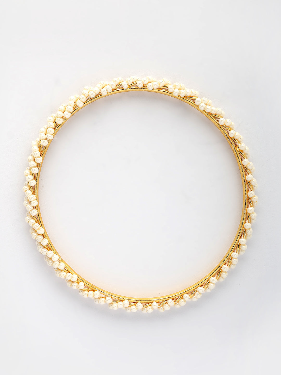 NVR Women Set of 4 Gold-Polished Pearls Handcrafted Traditional Bangles - Swadesiicart