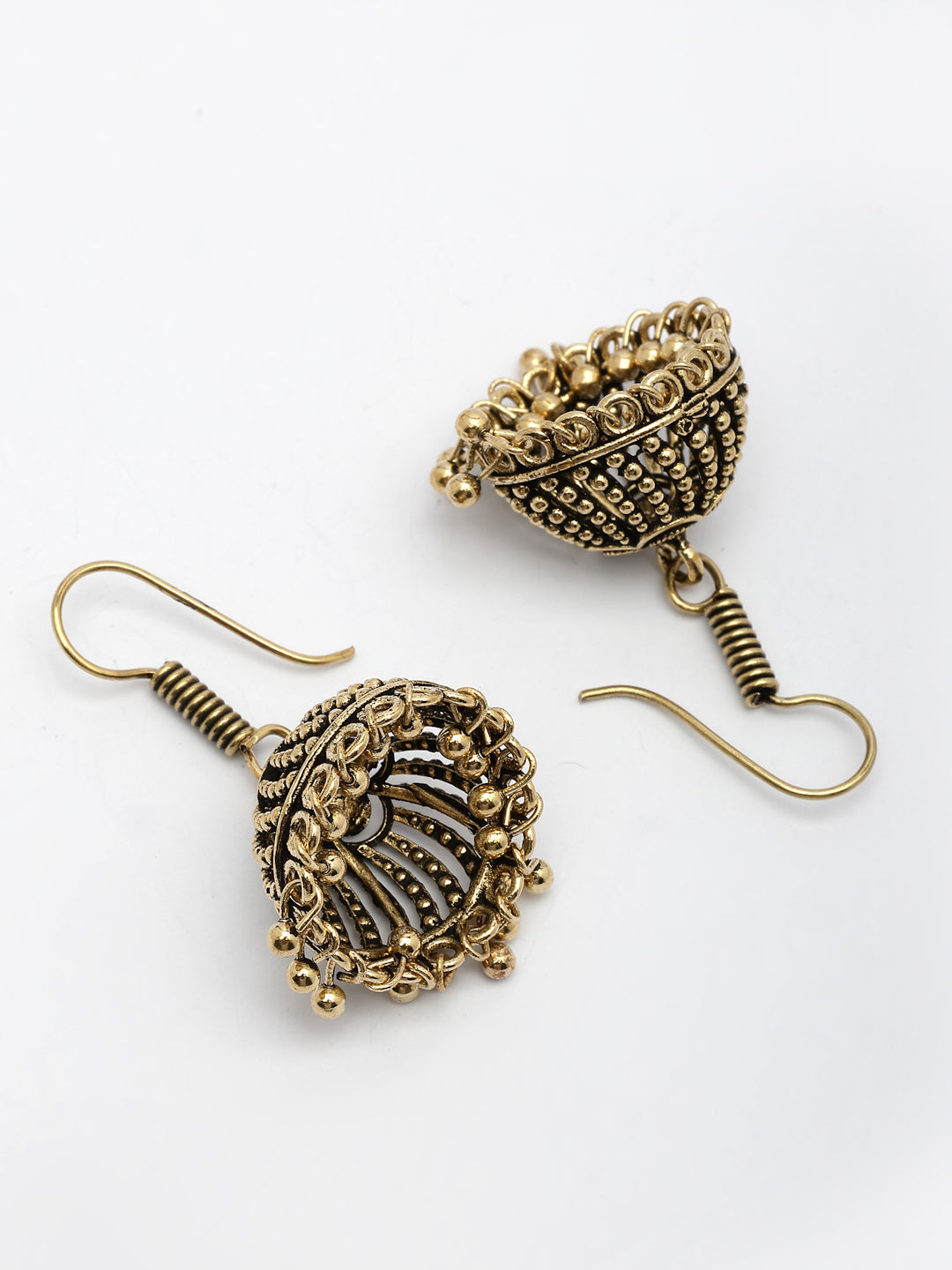 NVR Women Gold-Polished German Silver Jhumka Earrings - Swadesiicart