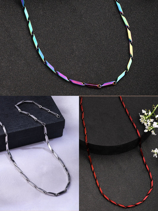 NVR Men Set of 3 Stainless Steel Trendy Stylish Chain | Swadesiicart