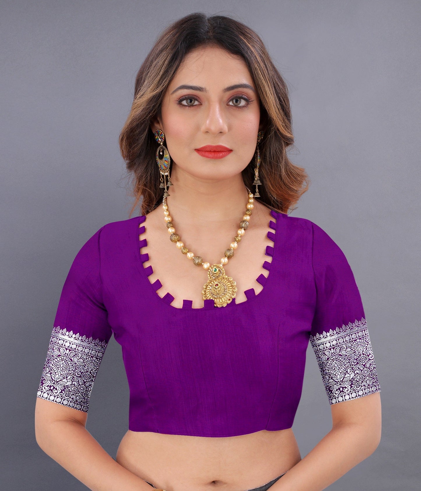 Vedant Vastram Soft Litchi Silk Banarasi Silk Saree - Purple | Swadesiicart