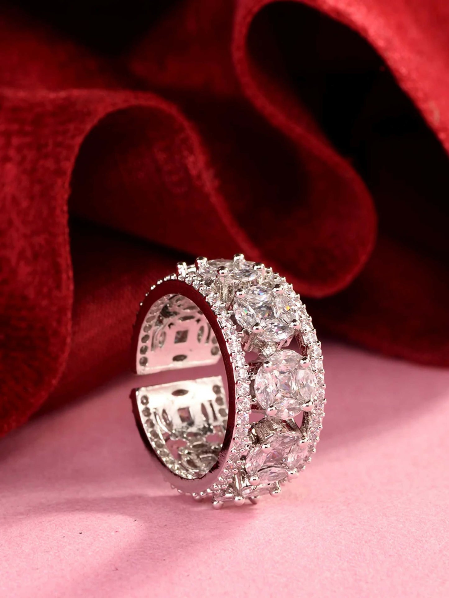Joban Fashion Silver Brass Adjustable Ring | Swadesiicart