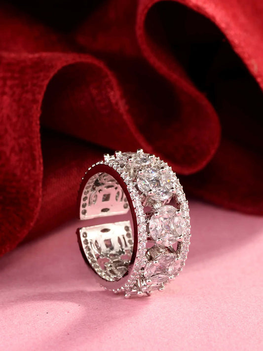 Joban Fashion Silver Brass Adjustable Ring | Swadesiicart