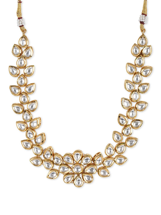 White Brass Gold-Polished Necklace - Ruby Raang | Swadesiicart
