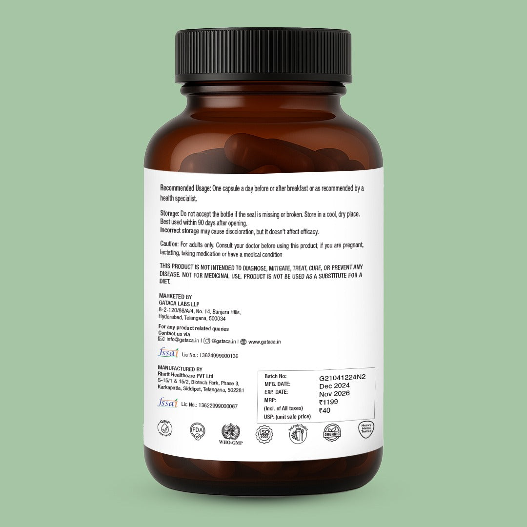 GATACA Pure β-NMN - 250 mg Capsules, Backed by 21 Patents | Swadesiicart