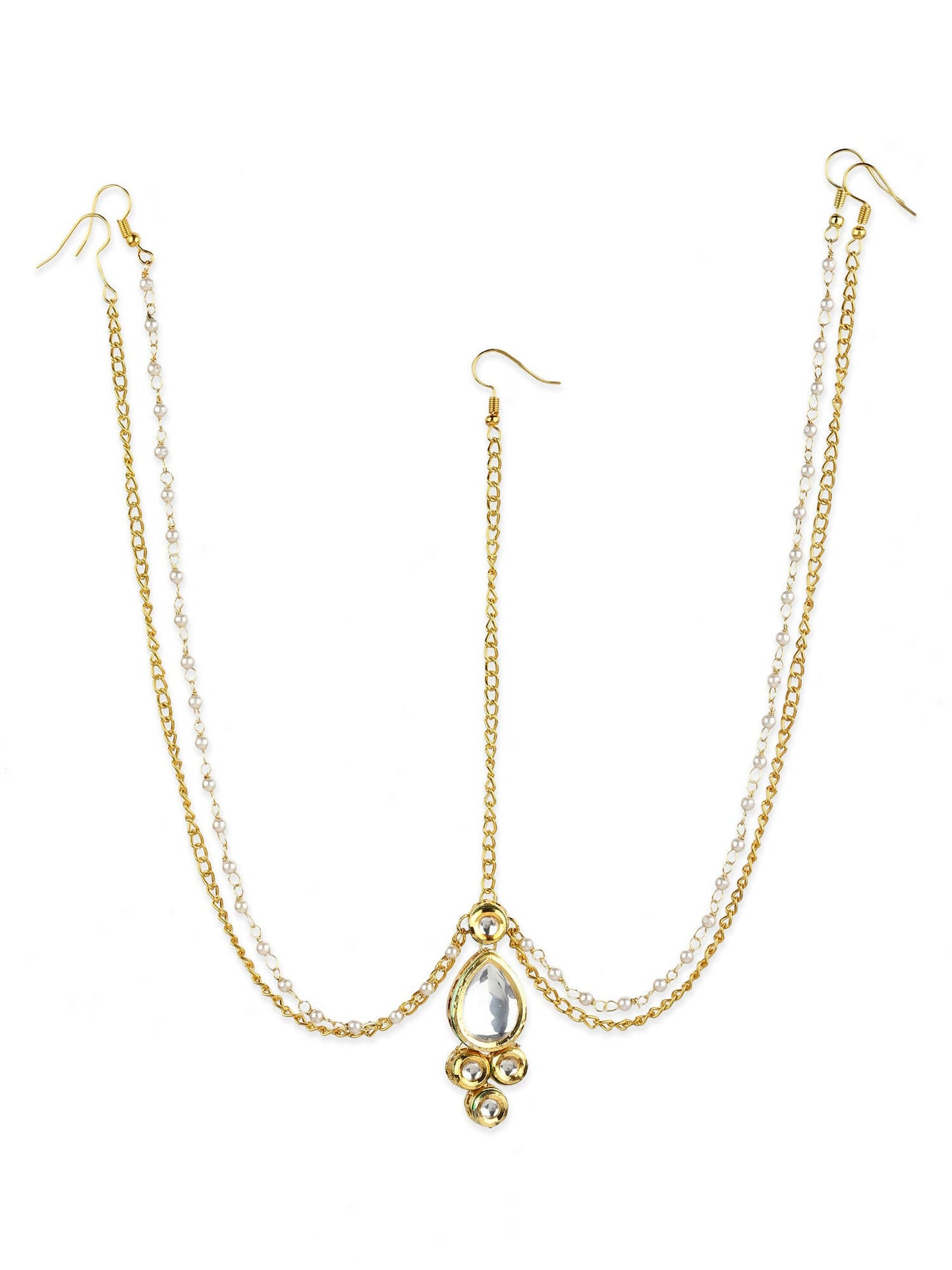 Gold-Polished Kundan Mathapatti - Ruby Raang | Swadesiicart
