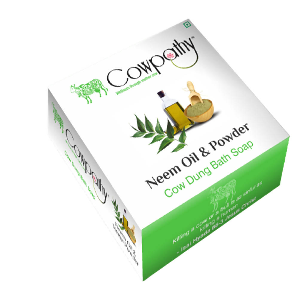 Cowpathy Neem Oil & Powder Cow Dung Bath Soap (75Gm) - Ravino Industries Pvt Ltd