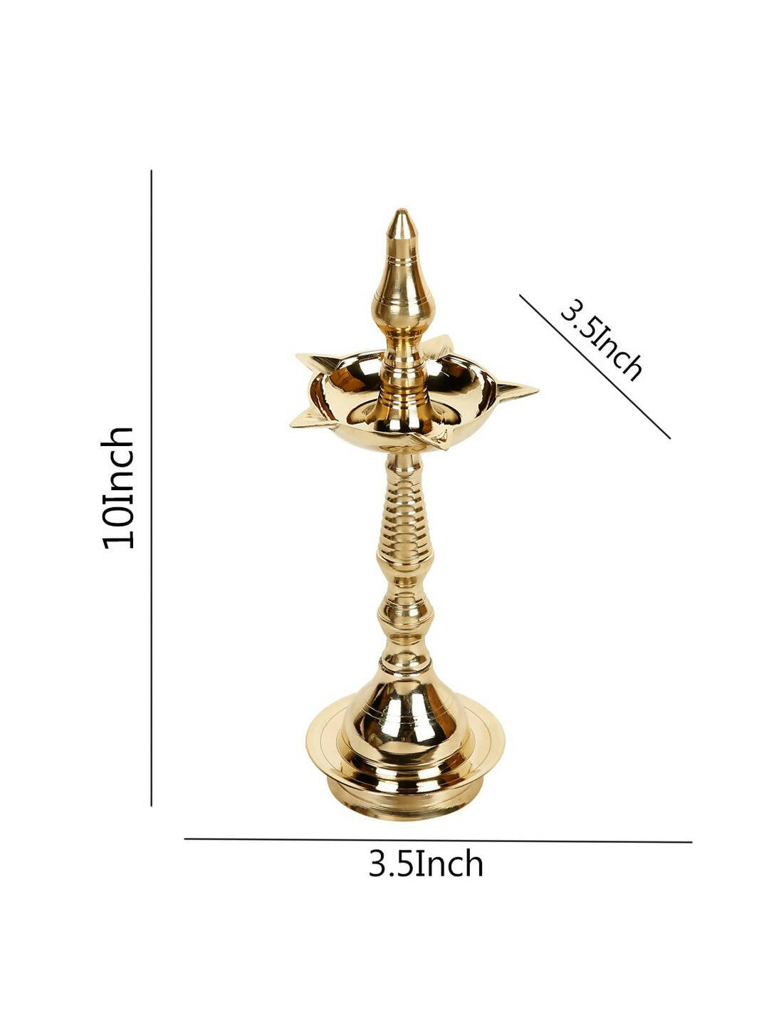 CraftVatika Gold-Toned Brass Kerala Diya Oil Lamp Stand | Swadesiicart