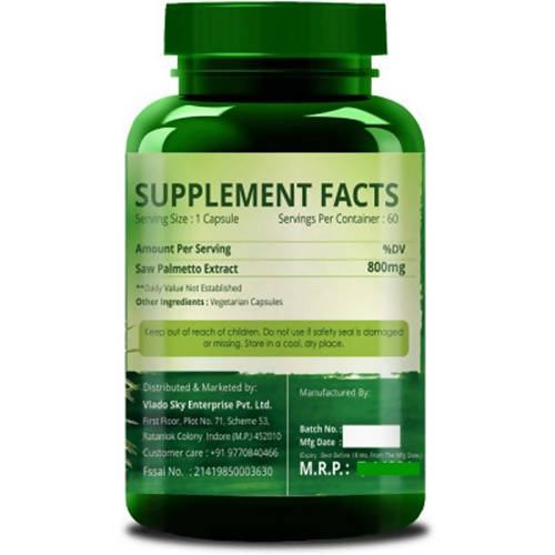 Himalayan Organics Saw Palmetto 800 mg Vegetarian Capsules | Swadesiicart