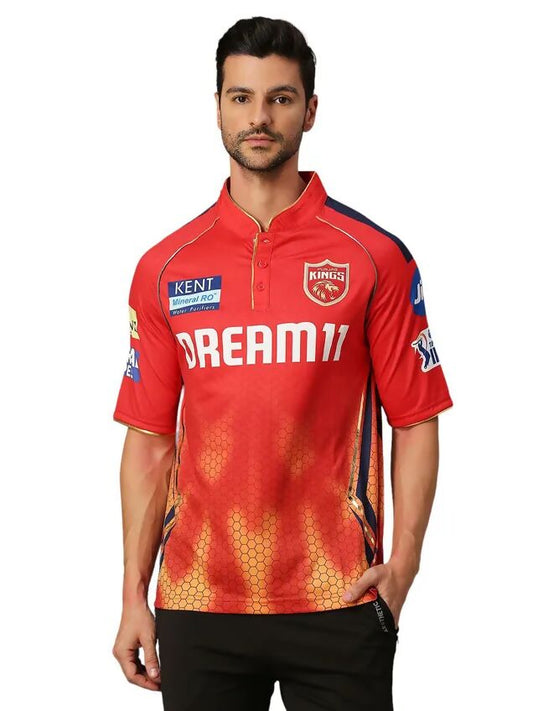 Punjab Kings Men Red Printed Half Sleeves Jersey IPL, T20 | Swadesiicart