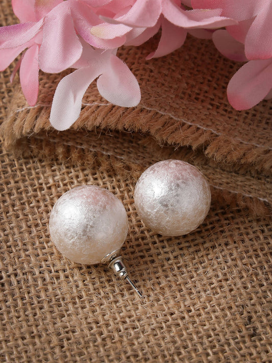 NVR Women's White Color Moon Stud Earrings | Swadesiicart