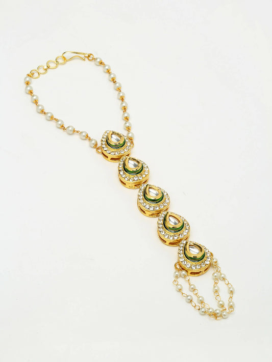 Kundan Hand Harness Set Of 2 - Ruby Raang - Swadesiicart