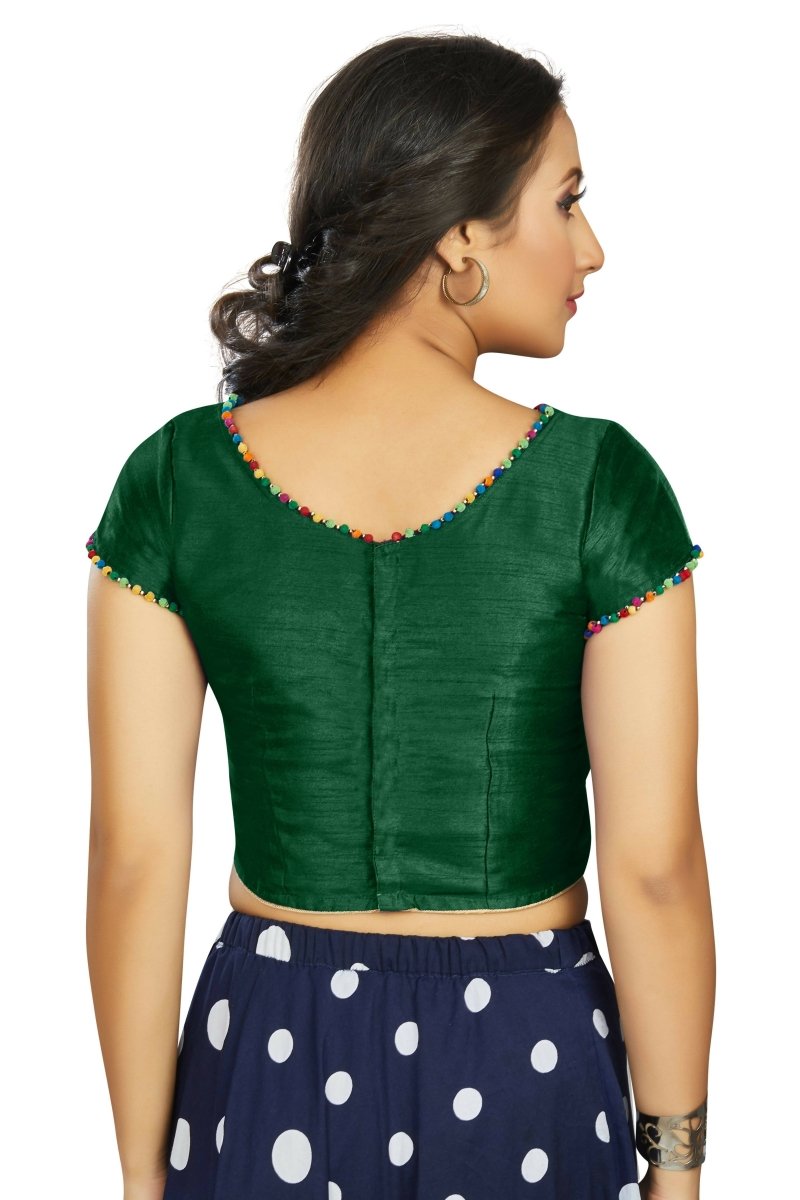 Aastha Fashion Women's Bottle Green Art Silk Designer Party Wear Readymade Blouse