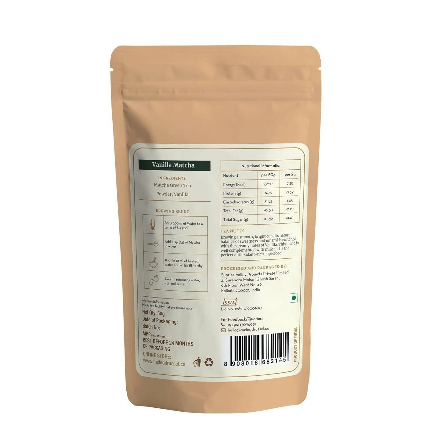 McLeod Russel 1869 Vanilla Matcha - 100% Pure Japanese Matcha Green Tea | Swadesiicart