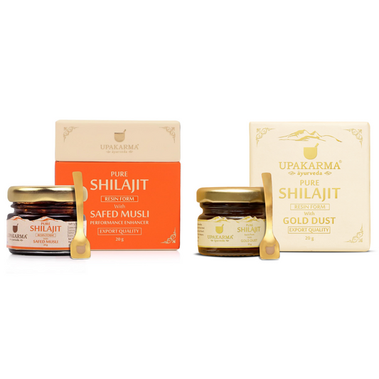 Upakarma Ayurveda Pure SJ Resin with Safed Musli & Pure SJ Resin with Gold Dust Combo - UPAKARMA AYURVEDA