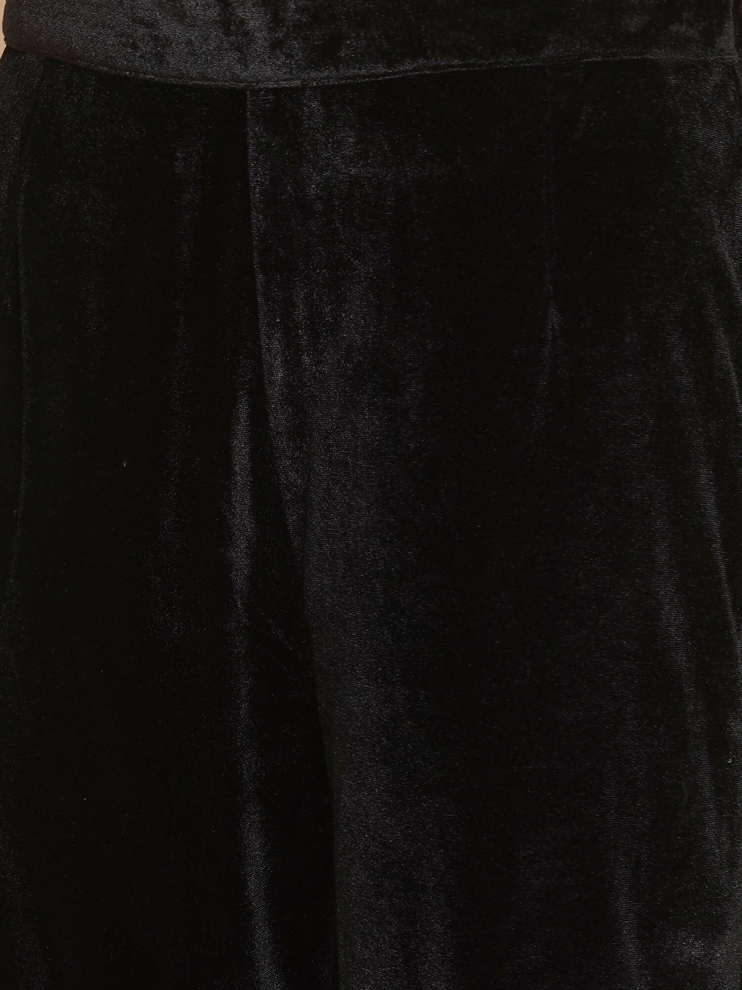 Women Republic Black Velvet Kaftaan Style Kurta With Pants | Swadesiicart