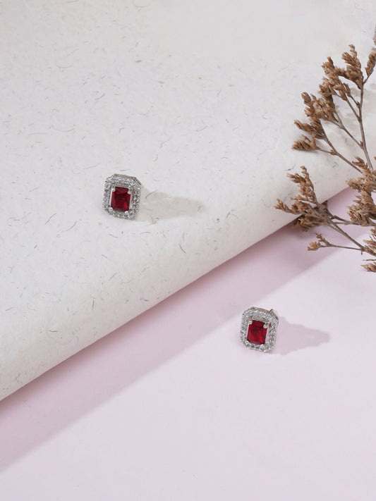 stone stud (Red) - Ruby Raang - Swadesiicart
