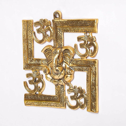 KridayKraft Ganesha Metal Statue Ganpati Wall Hanging Sculpture - Swadesiicart