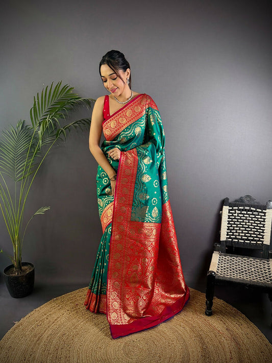 Joban Fashion Pink Butti Banarasi Silk Sarees | Swadesiicart
