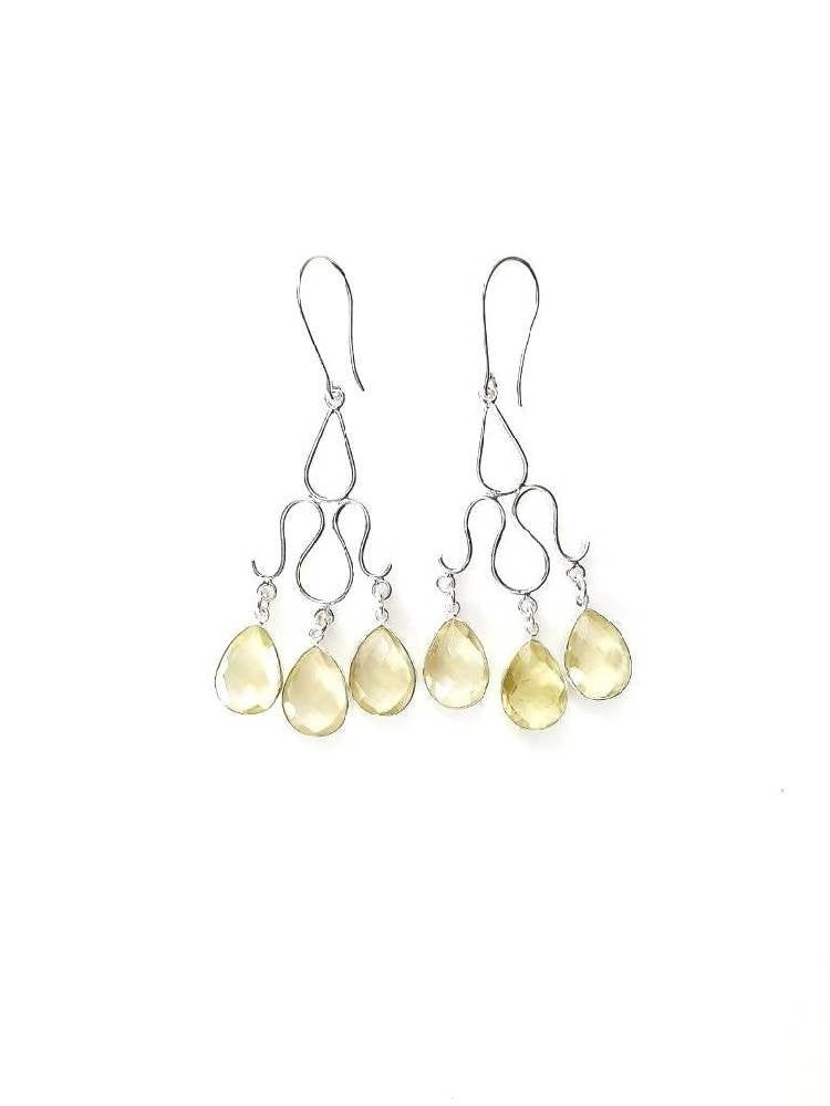 Bling Accessories Lemon Citrine Semi Precious Stone Earrings | Swadesiicart