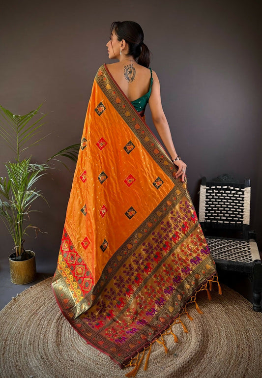 Joban Fashion Deep Maroon Small Butti Banarasi Silk Sarees | Swadesiicart