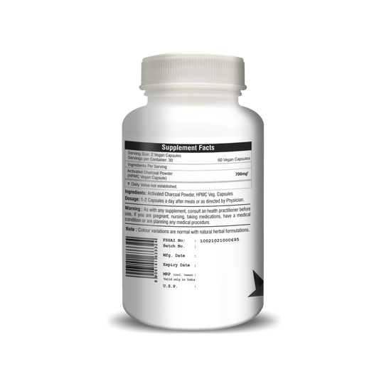H&C Herbal Activated Charcoal Capsules - Swadesiicart
