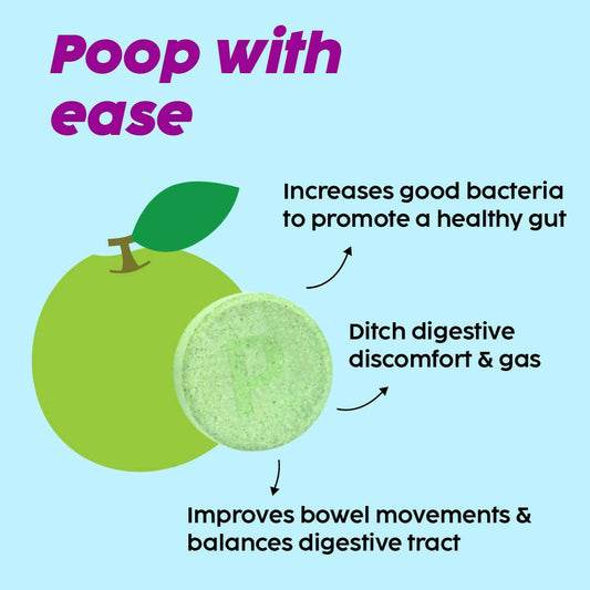 PLIX The Plant Fix Happy Tummy Pre+Probiotic Effervescent Tablets - Green Apple - Swadesiicart