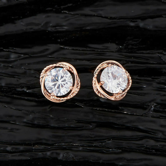 Joban Fashion Women Brass Golden White Ad Earrings - Swadesiicart