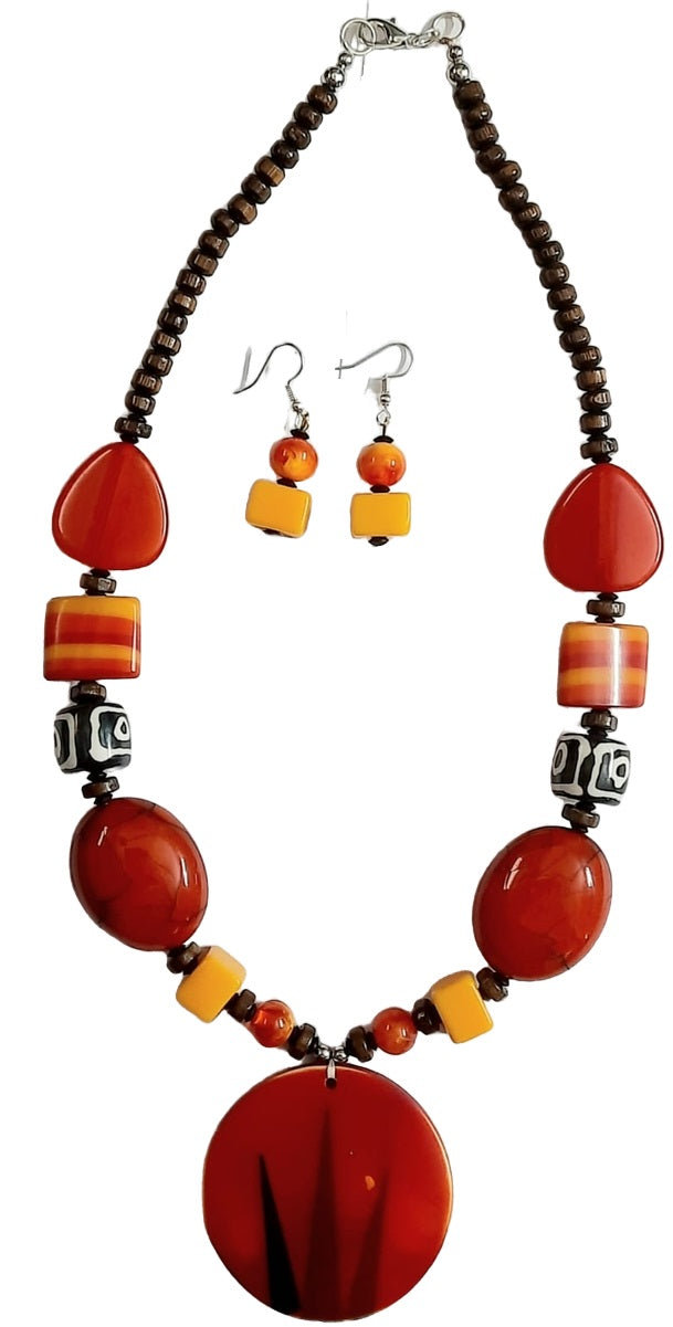 Elite Trading Orange Tribal Jewellery Set - Swadesiicart