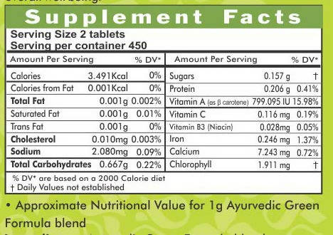 Ayurvedic Life Ayurvedic Green Formula Tablets | Swadesiicart