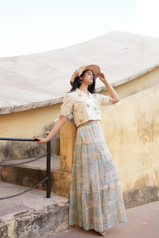 Juniper Pastel Green Whisper Co-Ord Set - Swadesiicart