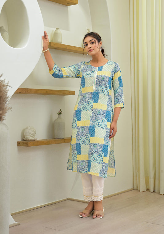 Juniper Multi Color Straight Kurta - Swadesiicart